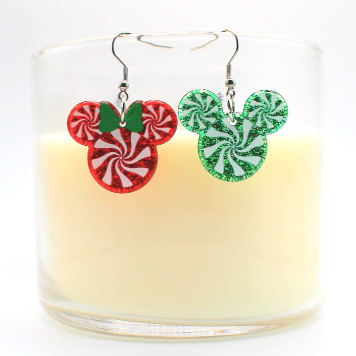 Peppermint Candy Swirl Character Earrings - Uniqua Treasures