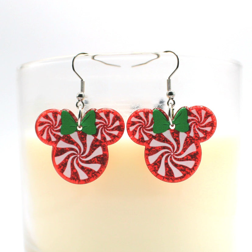 Peppermint Candy Swirl Character Earrings - Uniqua Treasures