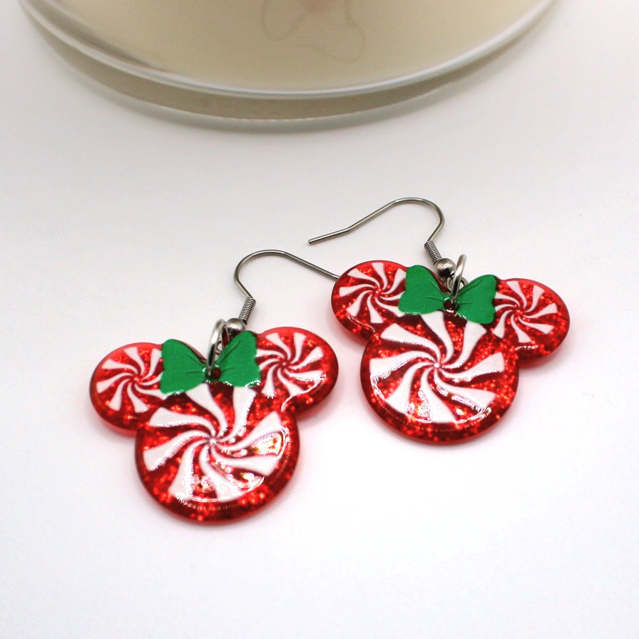 Peppermint Candy Swirl Character Earrings - Uniqua Treasures