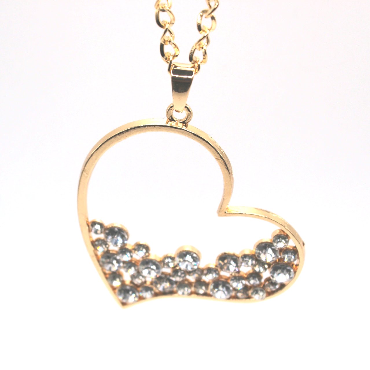 Large Heart Filled Rhinestone Necklace - Uniqua Treasures