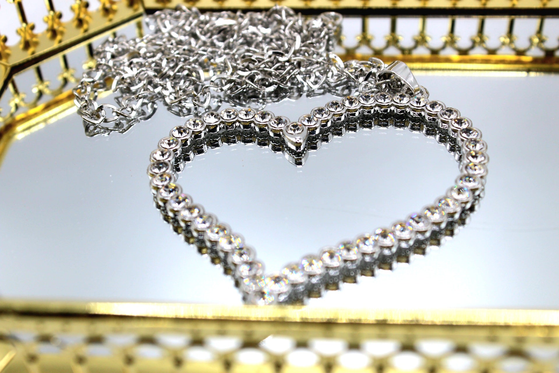 Rhinestone Large Heart Necklace - Uniqua Treasures