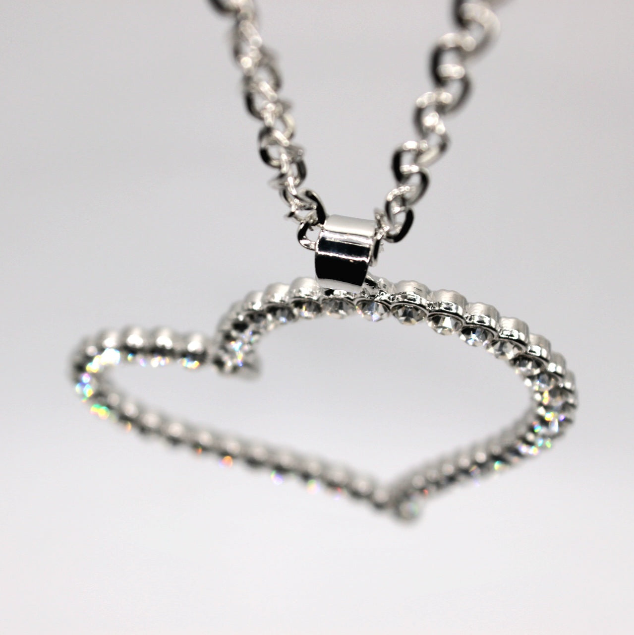 Rhinestone Large Heart Necklace - Uniqua Treasures