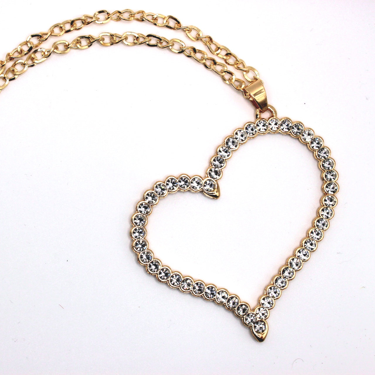 Rhinestone Large Heart Necklace - Uniqua Treasures