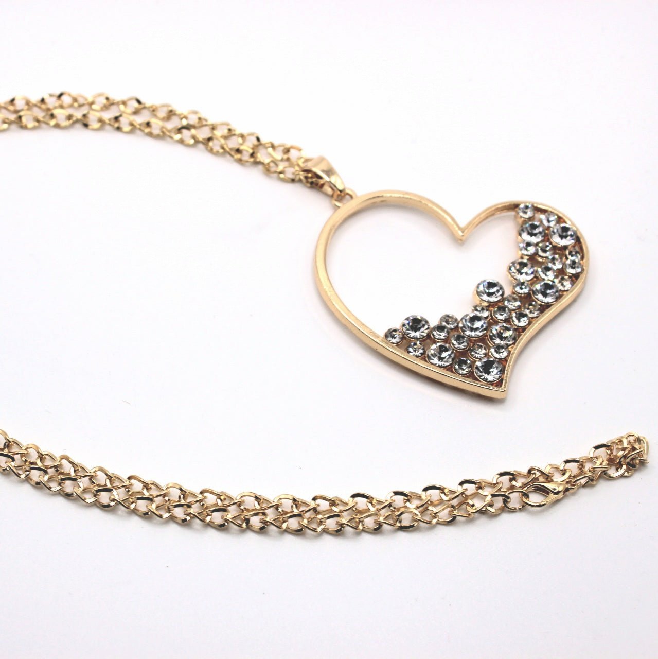 Large Heart Filled Rhinestone Necklace - Uniqua Treasures