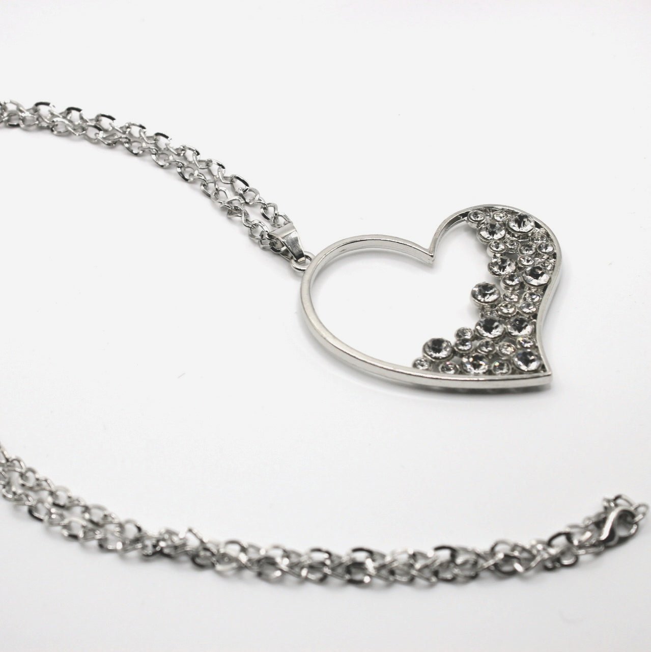 Large Heart Filled Rhinestone Necklace - Uniqua Treasures