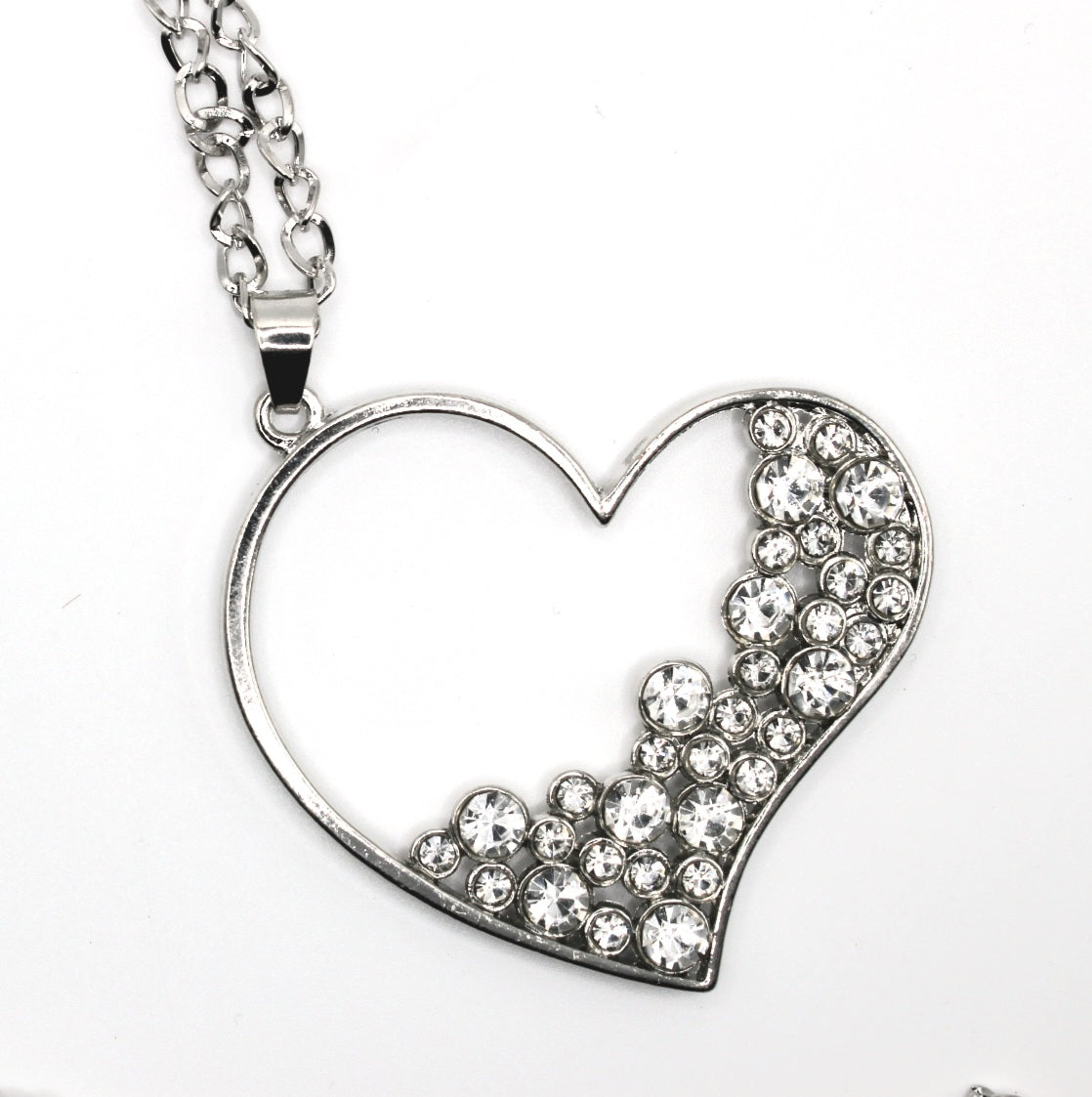 Large Heart Filled Rhinestone Necklace - Uniqua Treasures