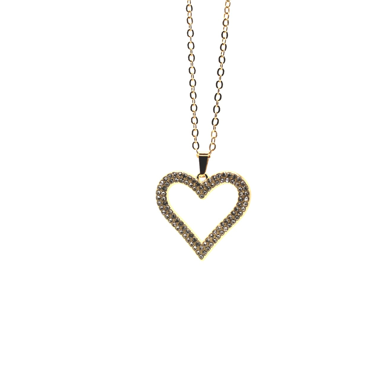 Rhinestone Heart Gold Necklace - Uniqua Treasures