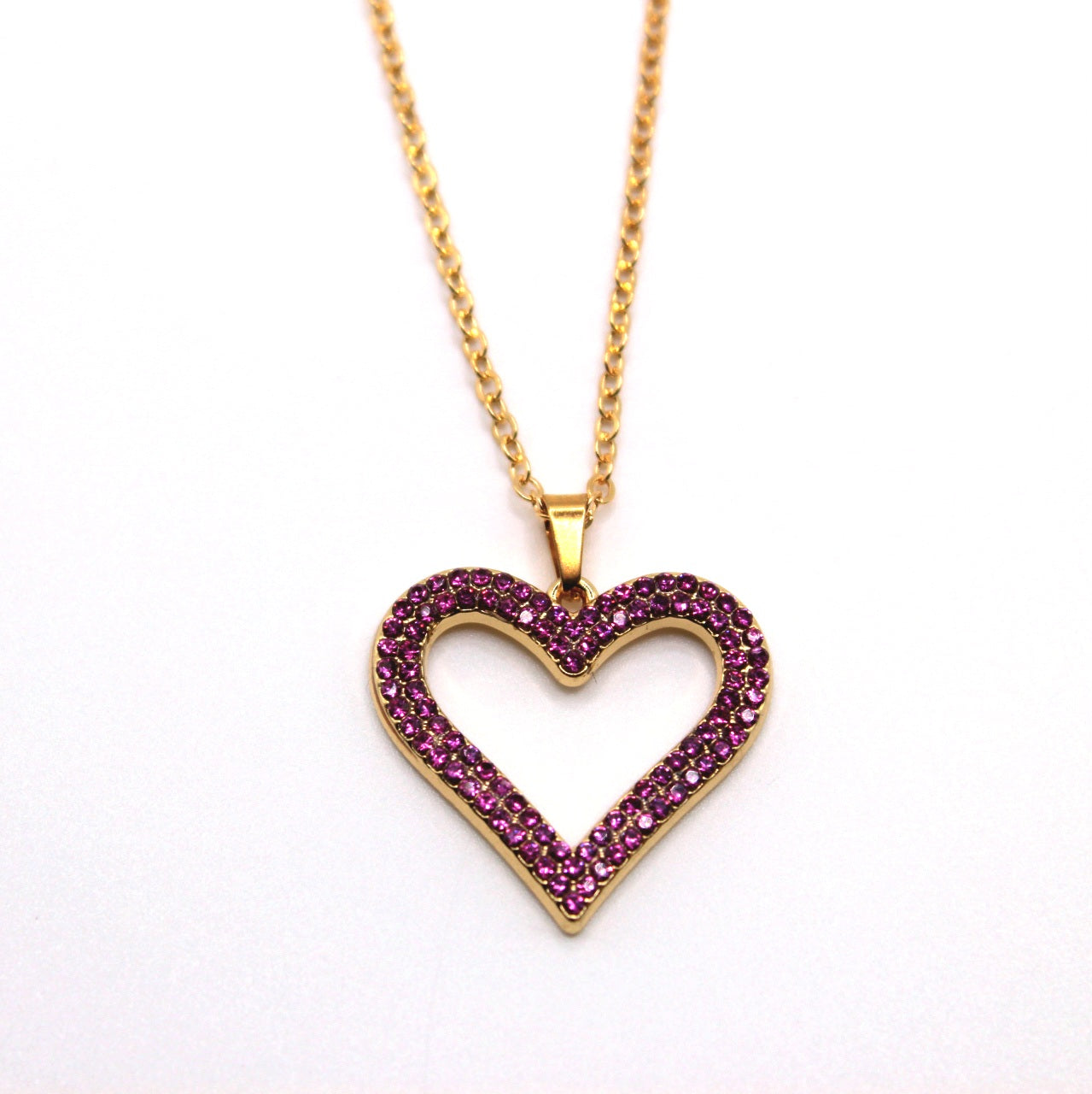 Rhinestone Heart Gold Necklace - Uniqua Treasures