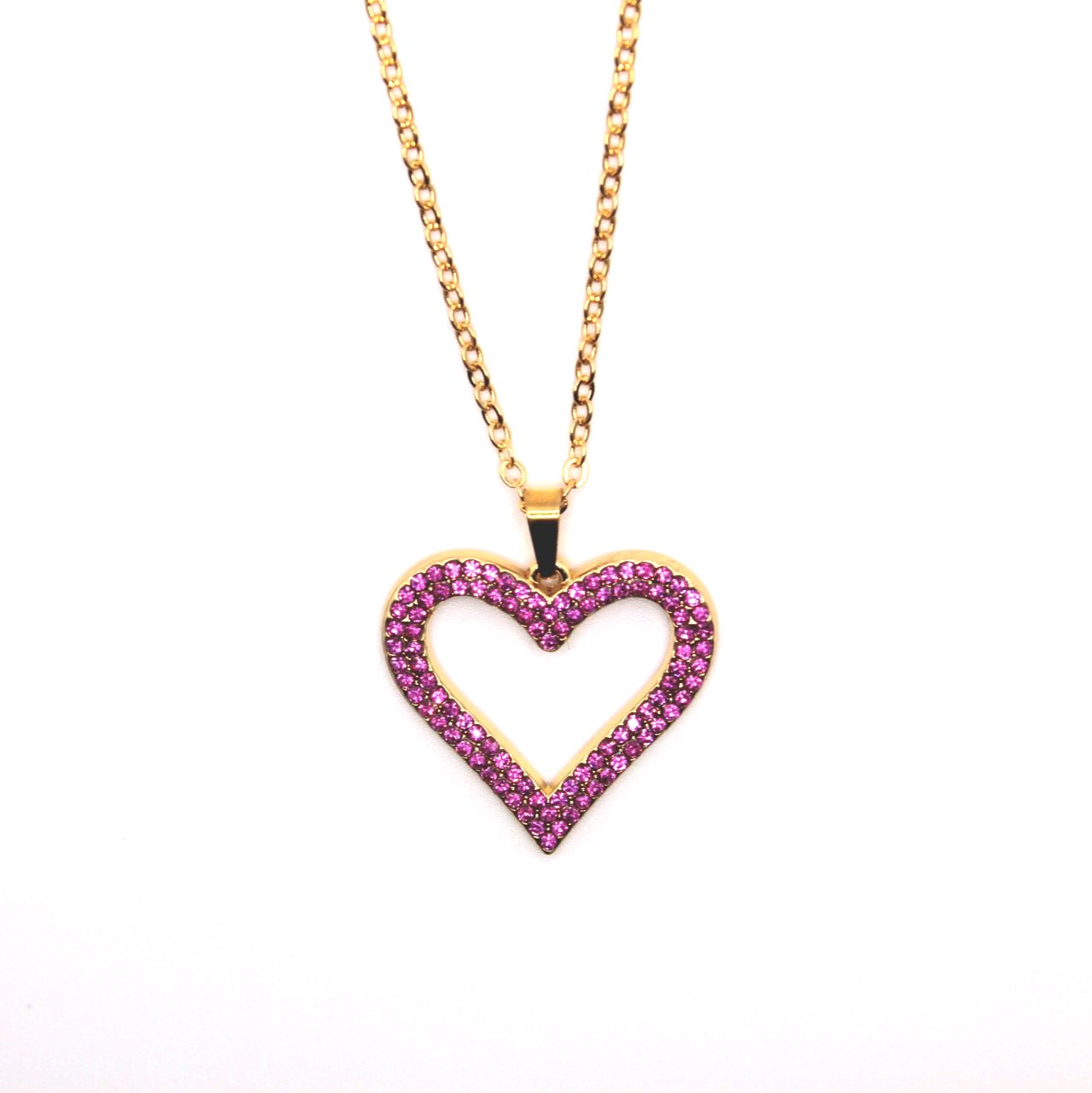 Rhinestone Heart Gold Necklace - Uniqua Treasures