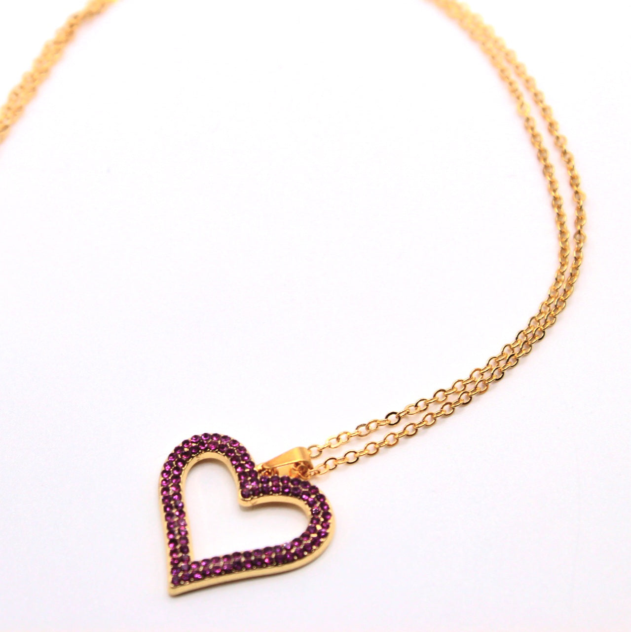 Rhinestone Heart Gold Necklace - Uniqua Treasures