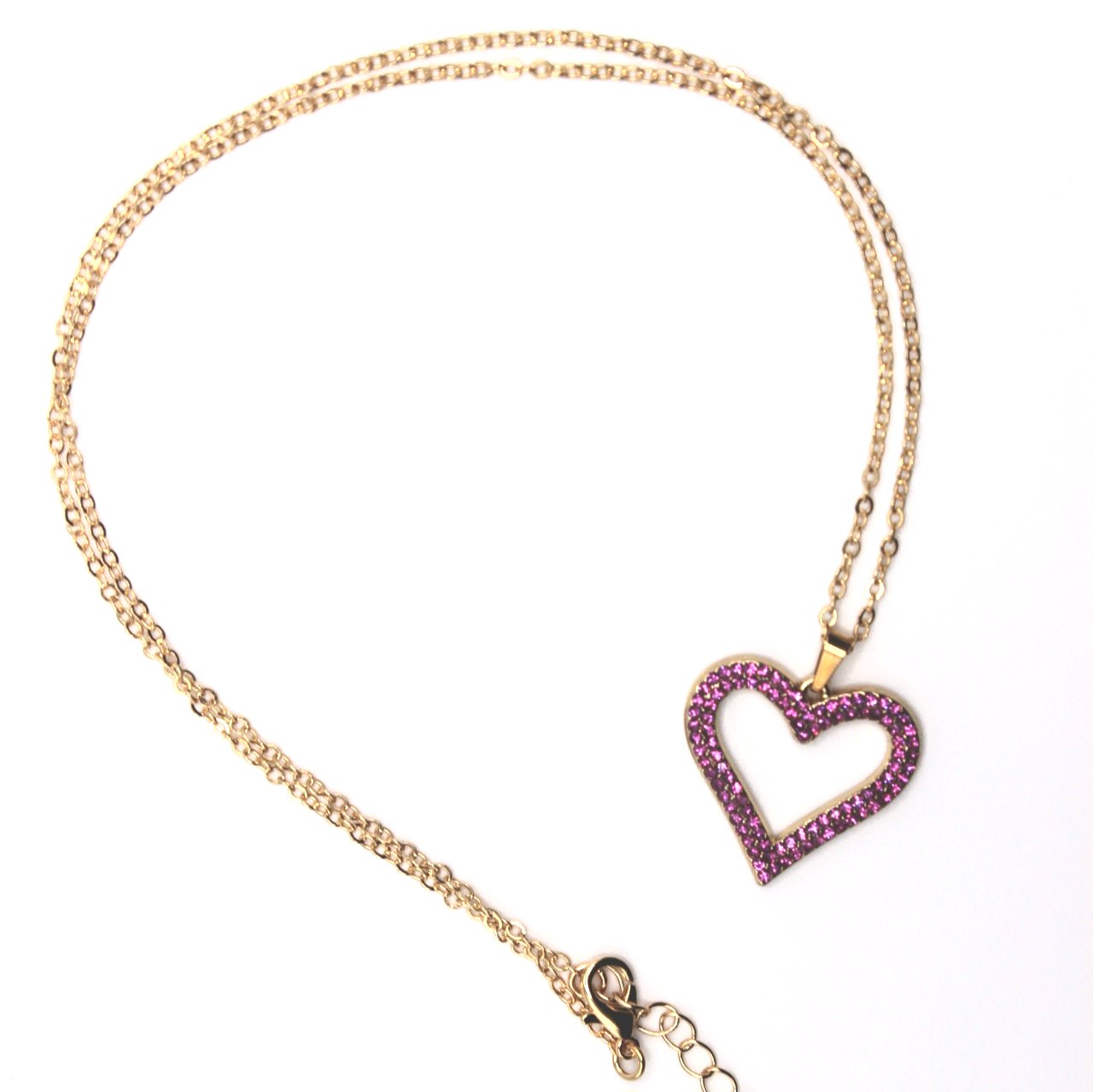 Rhinestone Heart Gold Necklace - Uniqua Treasures