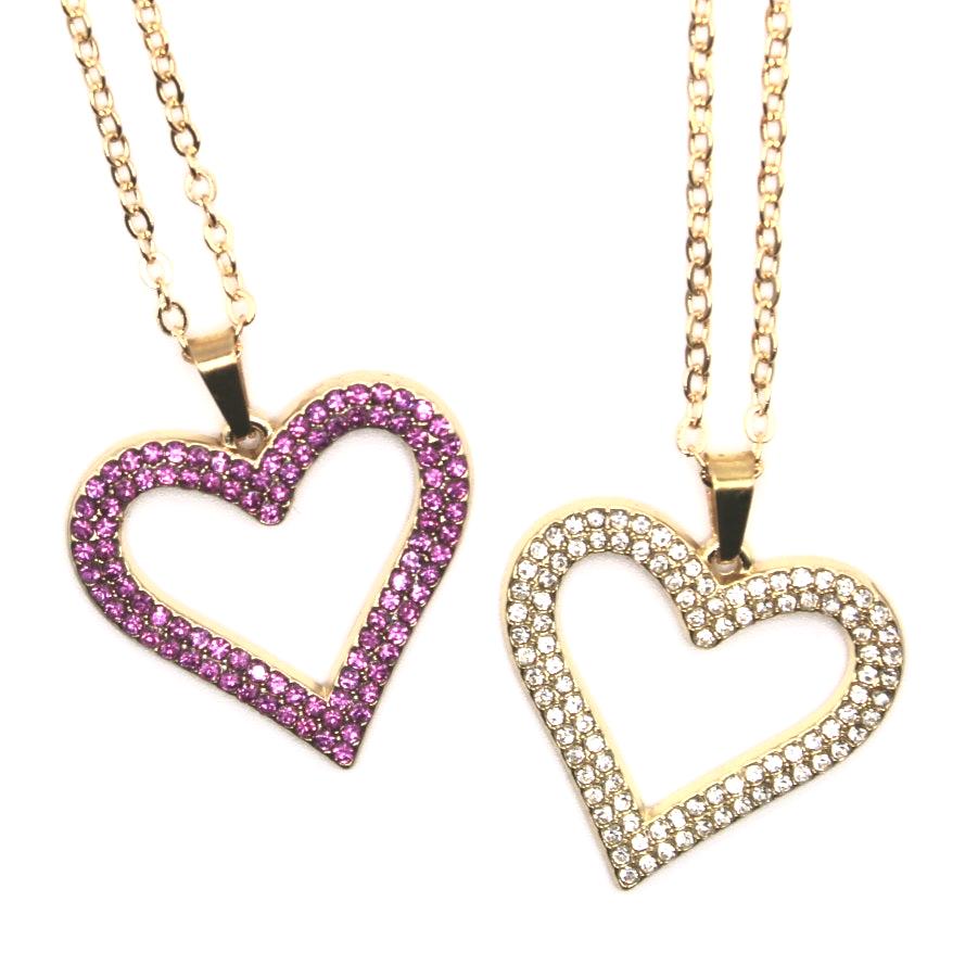 Rhinestone Heart Gold Necklace - Uniqua Treasures