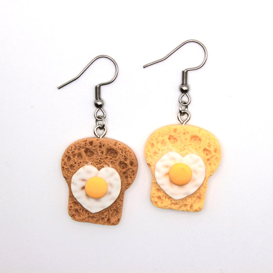 Toast and Heart Egg Earrings - Uniqua Treasures