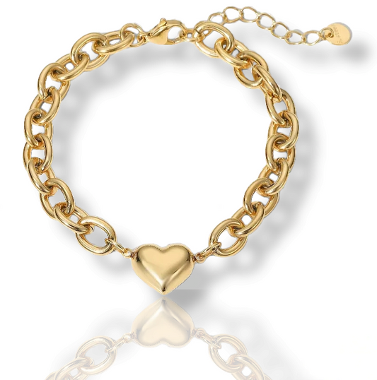 Gold Heart Charm Bracelet - Uniqua Treasures