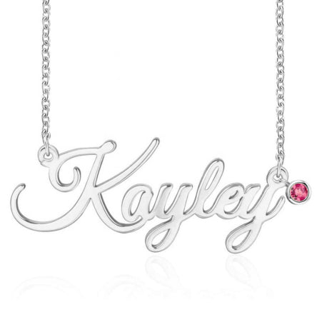 Birthstone Script Name Necklace - Uniqua Treasures