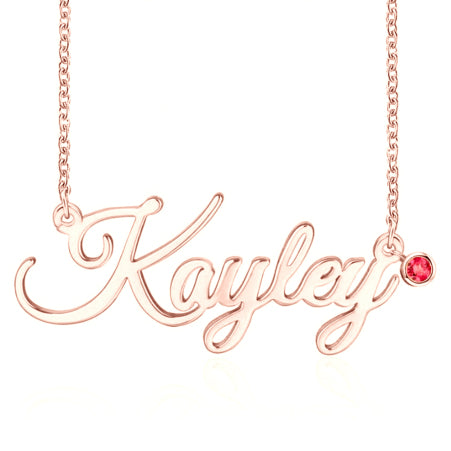 Birthstone Script Name Necklace - Uniqua Treasures