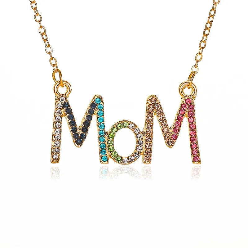 Colorful Rhinestone Mom Necklace - Uniqua Treasures