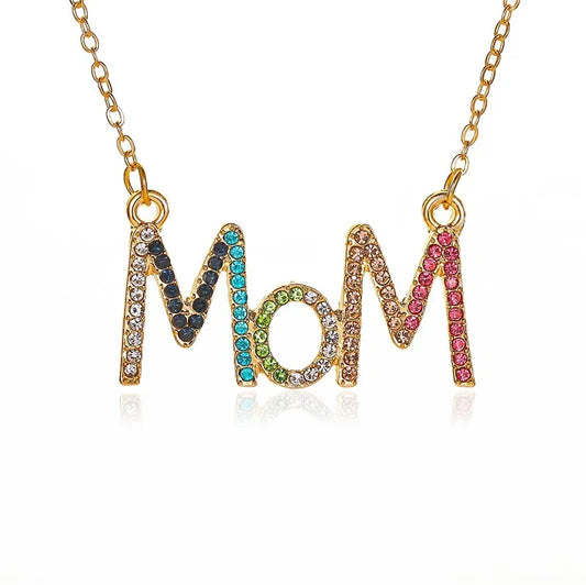 Colorful Rhinestone Mom Necklace - Uniqua Treasures