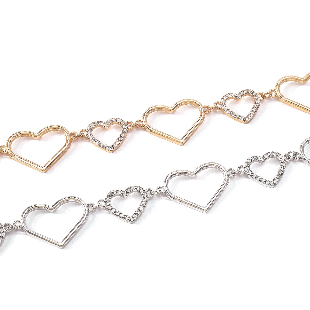 Gold Silver Choker Hollow Heart Rhinestones - Uniqua Treasures