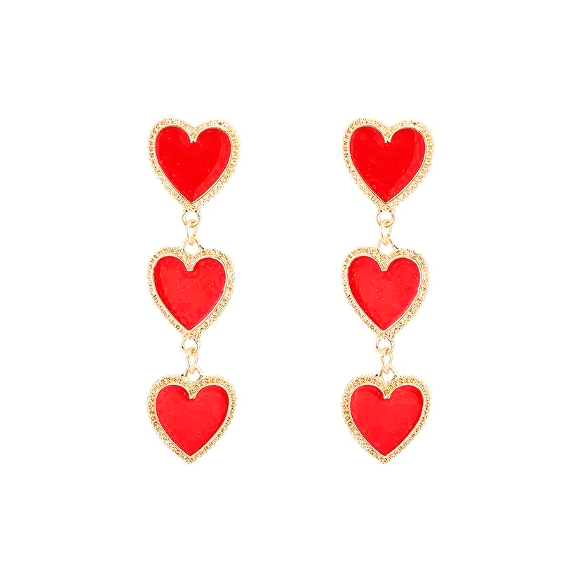 Three Tier Gold Heart Earrings - Uniqua Treasures