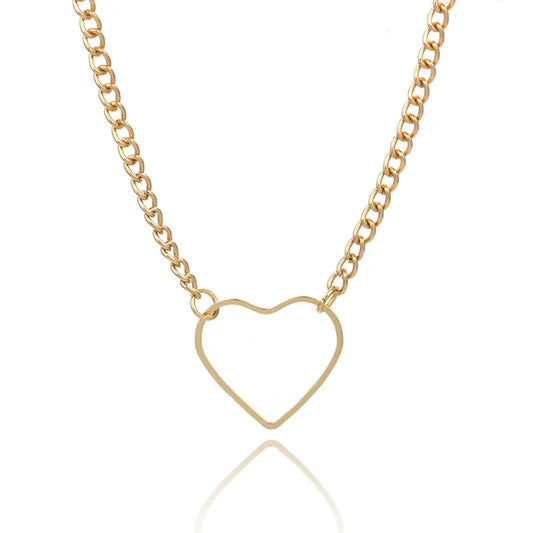 Gold Hollow Heart Necklace - Uniqua Treasures